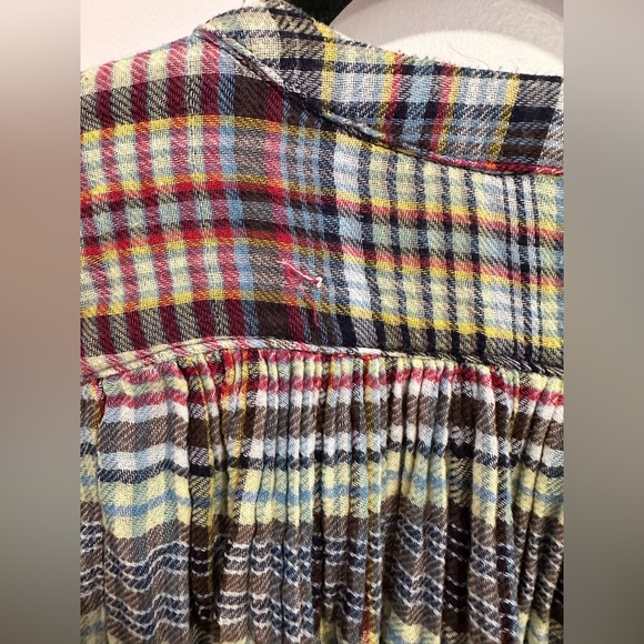 Free People Come On Over Plaid Oversized Button-Front Long Sleeve, Size Medium - Picture 9 of 9